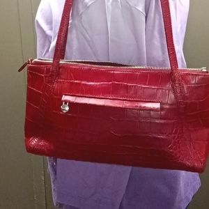 Monsac red snake embossed leather purse